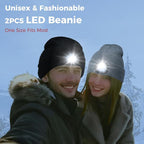 LED Beanie Hat with Light, Headlamp Beanie Cap Unisex Winter Warm Knit Night Light Hat, Knit Beanie Gifts for Men Women Kid