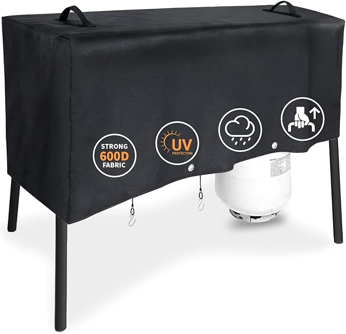 Grisun Patio Cover for Camp Chef 3 Burner Stoves, Waterproof Anti-Fade 3 Burner Stove Cover for PRO90, PRO90X, SPG90B, TB90LW, TB90LWG, TB90LWG15, DB90D, Handles for Easy Lifting, 600D Fabric, Black
