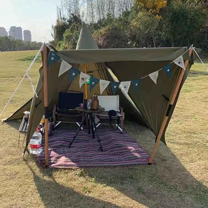 Hot Tents Outdoor Tents Teepee with Stove Hole Waterproof Family Pyramid Tent Camping Backpacking Hiking Mountaineering Heated Shelter