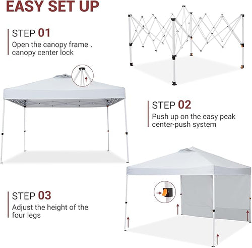 10x10ft Pop-Up Canopy, Outdoor Screen Tent with Mesh Mosquito Netting Sidewalls, Waterproof & UV-Block Shade Shelter for Camping, Picnic, Deck & Backyard Events
