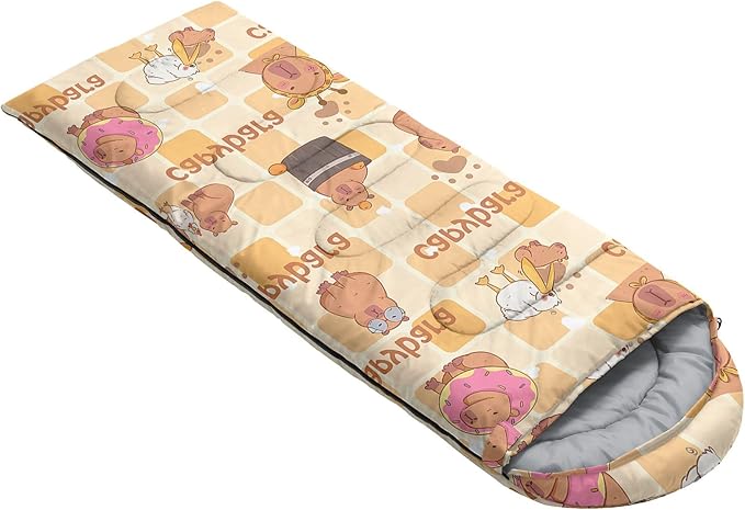 Kids Sleeping Bag for Boys Girls,Cartoon Blue Unicorn Print-Lightweight Warm Portable Outdoor Indoor-Waterproof Cold Weather Resistant Sleeping Bag for Camping Hiking