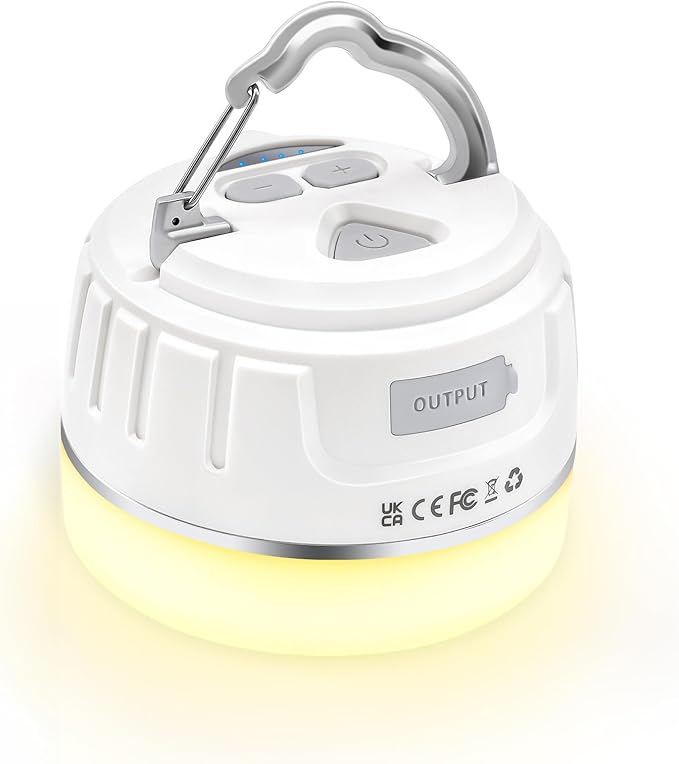 Rechargeable LED Camping Lantern 1000LM, 300H Runtime, 6400mAh, IPX5 Waterproof Tent Light for Camping, Hiking, Power Outages, Home, Emergency Use - Standard Edition,White