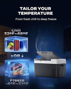 Marsail 12V Car Fridge 25QT Portable Freezer -4°F to 68°F, Compressor Cooler for Camping Travel Truck RV Home, Efficient Cooling & ECO Mode, Black