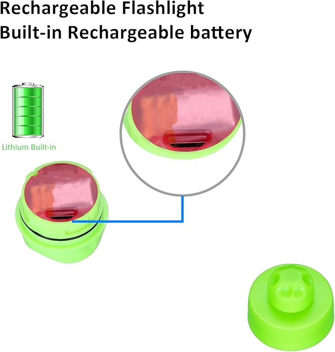 RAHAN Rechargeable Flashlights Compatible with Croc,2 PCs Flashlights Attachment for Shoe, LED Clogs Light with 3 Light Modes for Dog Walking, Camping, Running, Suitable for Adults Kids, Green