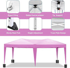 10x20 Pop Up Canopy Tent Heavy Duty with 6 Removable Sidewalls, Water Resistant, UV-Resistant, Portable Outdoor Instant Event Shelter for Parties, Weddings, Camping, Pink