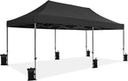 Yaheetech Heavy Duty Pop Up Canopy Tent, 10x20 Commercial Instant Shelter Tent for Wedding, Parties, Adjustable Outdoor Canopy with Wheeled Carry Bag, 6 Sandbags & 10 Stakes, Black