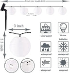 Vigdur Solar Lantern String Lights - Outdoor Paper Lantern Lights Waterproof, Outdoor Patio Light for Garden Party Camping Yard Decor, (6.6FT)