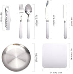 Camping Cutlery Set,Camping Silverware Kit Cutlery Organizer Utensil Picnic Mess Set,Travel Camping Portable Fork Spoons Plate Cutlery Set for Hiking, Picnic and Backpacking, Perfect for 1-2 Person (