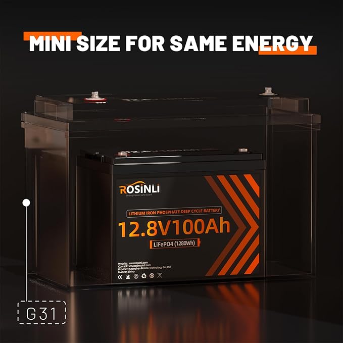 12V 100Ah BCI Group 24 LiFePO4 Battery, Built in 100A BMS, Max. 15000 Deep Cycle Lithium Rechargeable Battery for RV, Trolling Motor, Camping, Marine, Solar, Home Energy Storage