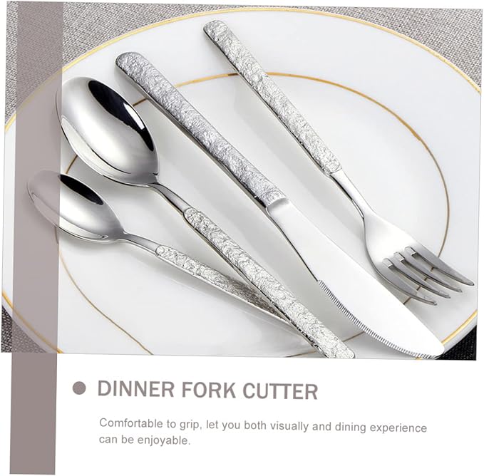1 Set Household Heavy Mirror Dinnerware Dishwasher Tableware Dinner Forks Outdoor Spoon Kitchen Knives Safe Cutter Travel Duty Serving Stainless Home Knife Steak for Kit Camping Kitchenware