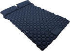 Asixxsix Double Sleeping Pad, Self Inflating Camping Mattress with Foot Pump Pillow for Backpacking Adults Couples (Blue)