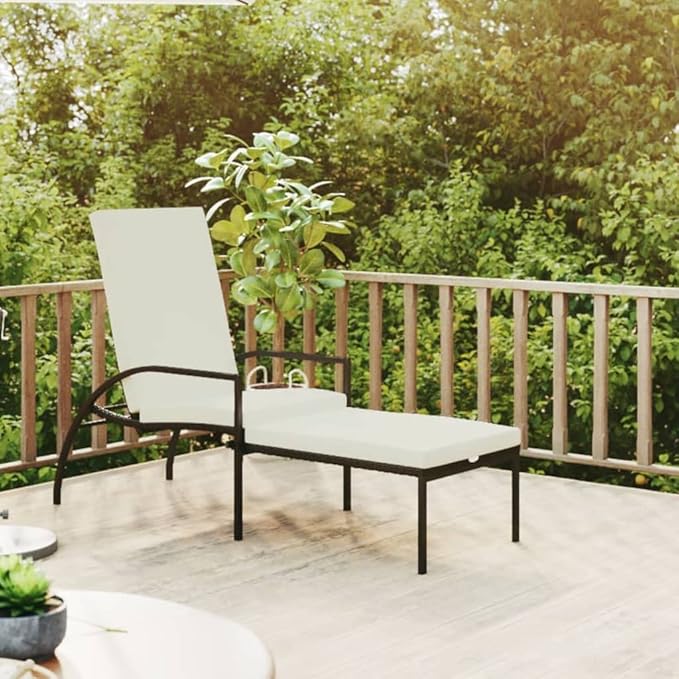 Outdoor Chairs Camping Chairs Beach Chair Patio Furniture Sun Lounger with Footrest PE Rattan Brown for Patio, Poolside, Beach,Camping
