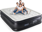 DUMOS Queen Air Mattress - 18" Inflatable Blow Up Airbed with Built-in High Capacity Pump, Double Height, Non-Slip Bottom Design, Weight Capacity 660 lbs Air Bed for Home or Camping