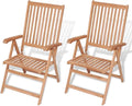 Reclining Patio Chairs 2 pcs,Bistro Table and Chairs Outdoor,Portable Camping Chair,Lawn Chair,Garden Chair,7 Reclining Positions,for Yard, Balcony, Porch, Solid Teak Wood