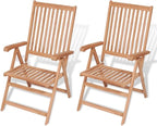 Reclining Patio Chairs 2 pcs,Bistro Table and Chairs Outdoor,Portable Camping Chair,Lawn Chair,Garden Chair,7 Reclining Positions,for Yard, Balcony, Porch, Solid Teak Wood