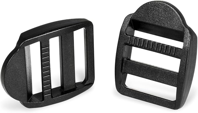 CooBigo 12 Pack Plastic Ladder Lock Buckles, 3/4" Ladder Slider Buckle for Backpack Strap Nylon Webbing Clip Replacement, Outdoor Camping Gear Sleeping Bag Tent Tie Down Strap Accessories (Black)