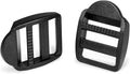 CooBigo 12 Pack Plastic Ladder Lock Buckles, 3/4" Ladder Slider Buckle for Backpack Strap Nylon Webbing Clip Replacement, Outdoor Camping Gear Sleeping Bag Tent Tie Down Strap Accessories (Black)