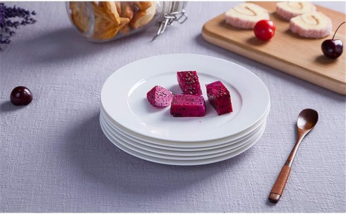 8 Inches White Flat Set of 6 Festive Banquet Camping Bone China Tableware