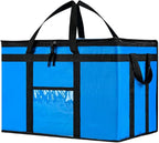 NZ home Insulated Bags for Food Delivery (3XL PRO) Grocery Shopping Cooler Bag, Pizza Delivery, Hot & Cold Catering Tote, Reusable, Foldable & Heavy Duty (Blue)