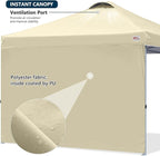 MASTERCANOPY Durable Pop-up Canopy Tent with 1 Sidewall (10'x10',Beige)