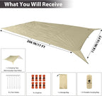 GEERTOP Portable Backpacking Tent Tarp 17 x 10 ft Large Hammock Rain Fly Tarp Shelter Camp Awning for Outdoor Travelling - No Includes Poles