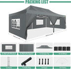 COBIZI 13x26 Pop Up Canopy Heavy Duty Canopy with Removable Sidewalls Party Tent Outdoor Wedding Large Event Tent with Roller Bag for Garden Lawn Waterproof UPF 50+ Easy Up, Gray (Framework Upgraded)