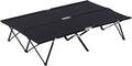 Outsunny 2 Person Folding Camping Cot for Adults, 50" Extra Wide Outdoor Portable Sleeping Cot with Carry Bag, Elevated Camping Bed, Beach Hiking, Black