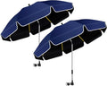 2PACK 48.8 inch Large Beach Umbrella with Clamp Sun Shade for Beach Chair,360°Adjustable UV Protection Golf Umbrella with Clip for Outdoor Stroller Wheelchair Camping Chair