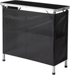 Outdoor Folding Camping Table Portable Bar Tables, Tradeshow Podium Table for Indoor, Outdoor, Party, Picnic, Exhibition, Includes Carrying Case, Storage Shelf and Black Skirt (Black)