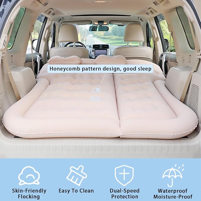 Car Inflatable Air Mattress for Chevrolet Blazer EV 2023 2024 Portable Boot Air Mattress Cushion Outdoor Travel Camping Sleeping Gear Accessories,Brown