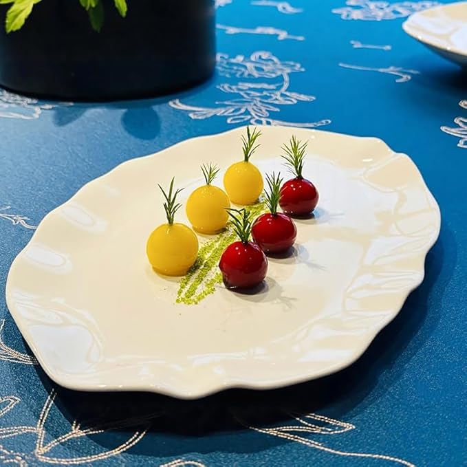 Camping Plates 14-inch Hotel Kitchen Tableware Ceramic Dan-Shaped Flat Plate Display Specialty Restaurant Club Cold Dish Decorative Plate(16 in)