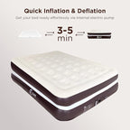 Ciays Air Mattress with Built-in Pump, Blow Up Mattress with Carrying Bag for Home and Camping, Flocked Top Inflatable Air Bed for Guests, Family