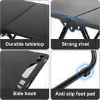 Tactical Camping Table, Collapsible Table Lightweight with Carry Bag, Durable Carbon Steel Outdoor Picnic Table for Camping, Travel expeditions, Hiking, Picnics, BBQs & Beach Trips - Black