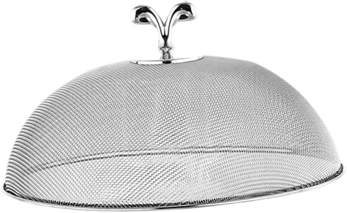 Stainless Steel Mesh Food Cover Round Mesh Food Tent Utility Lightweight Protector for Dining at The Beach, Park, or Camping, Diameter 26 cm