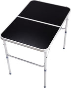 3ft Small Folding Camping Table Portable Lightweight Fold Up Utility Side Tables with Carrying Handle, Outdoor Aluminum Fold in Half Dining Card Table for Picnic Party Events (Black)