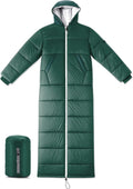 Macarrie Cold Weather Wearable Sleeping Bag for Adults with Sleeves and Hood 74 Inch Long 0 Degree Winter Weather Insulated Extreme Cold Sleeping Bag Coat for Camping Hiking Stadium