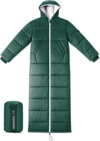 Macarrie Cold Weather Wearable Sleeping Bag for Adults with Sleeves and Hood 74 Inch Long 0 Degree Winter Weather Insulated Extreme Cold Sleeping Bag Coat for Camping Hiking Stadium