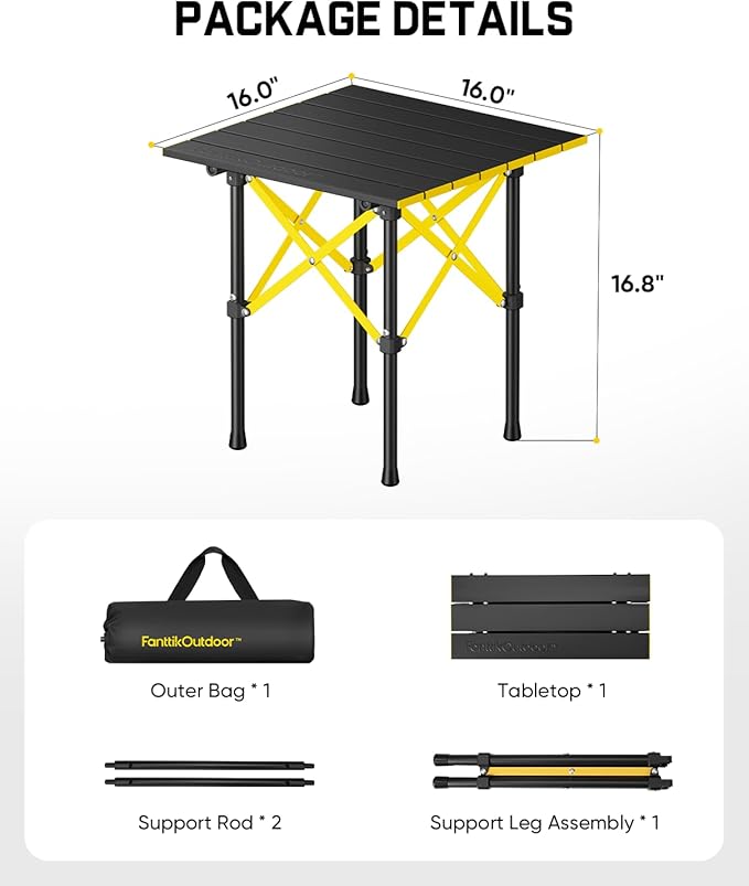 FanttikOutdoor Zeta V11 Pro Camping Table, Portable & Lightweight Folding Roll Up Table with Carry Bag, Ideal for Camping, BBQ, Picnic, Party, Outdoor Dining, Small
