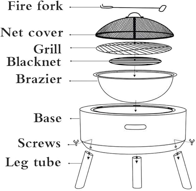 Fire Pit with Barbecue Grill Magnesium Oxide Fire Pit Bowl with Triangular Bracket Suitable for Outdoor Garden Barbecue Camping (White)