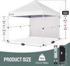 CROWN SHADES 10x10 Pop Up Canopy Tent with 1 Comercial Kit, Instant Commercial Tent with Patended Centerlock, 400D Silver Coated Fabric, 1 Sidewall, 4" Wheels, Sto'N Go Bag,White