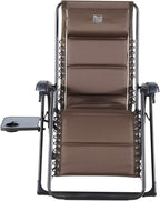 TIMBER RIDGE Aluminum Zero Gravity Chairs, Folding Recliner Chair Padded with Cup Holder and Headrest, Adjustable Lounge Reclining Chair for Outdoor Camping Lawn Patio Indoor, Supports 350lbs, Brown