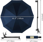 UPF 50+ Beach Umbrella with Adjustable Universal Clamp