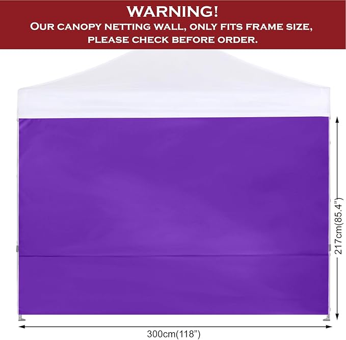 COOSHADE Instant Canopy SunWall 10x10 Canopy SideWall for Pop up Canopy Tent, 1 Pack Sidewall Only, Purple