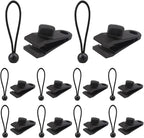 AOPRIE 10 Sets of Bungee Balls and Tarp Clips Black 6 Inches Ball Bungee Cord Heavy Duty Lock Grip Clamps Shark Fasteners Holder for Camping Tents Cargo Pool Awning Car Cover Holding Wire Hoses