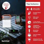 LuminAID Survivor Solar Lantern with Dual Phone Charger - Inflatable LED Lamp for Camping, Hiking and Travel - Emergency Light for Power Outages, Hurricane, Survival Kits