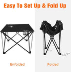 Folding Camping Table, 600D Oxford Portable Picnic Tables Lightweight Folding Table Beach Table with 2 Cup Holder for BBQ Outdoor Fishing Beach Picnic and Outdoor Activities