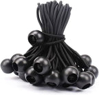 50 Pcs 11 Inches Ball Bungee Cords, Black Heavy Duty Tarp Bungee Cord with Ball, 4mm Thickness Weather Resistant Tie Down Strap, Use for Camping, Tents, Holding Wire and Hoses