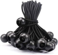 50 Pcs 9 Inches Ball Bungee Cords, Black Heavy Duty Tarp Bungee Cord with Ball, 4mm Thickness Weather Resistant Tie Down Strap, Use for Camping, Tents, Holding Wire and Hoses