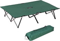 2 Person Folding Camping Cot for Adults, 50" Extra Wide Outdoor Portable Sleeping Cot with Carry Bag, Elevated Camping Bed, Beach Hiking, Green
