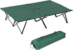 2 Person Folding Camping Cot for Adults, 50" Extra Wide Outdoor Portable Sleeping Cot with Carry Bag, Elevated Camping Bed, Beach Hiking, Green